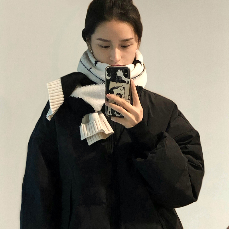 男朋友温暖撞色围巾女秋冬季