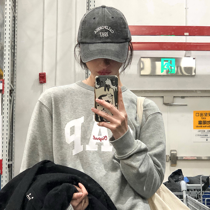 复古水洗棒球帽子女遮阳鸭舌帽潮