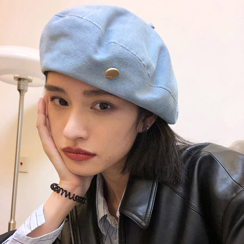 秋冬贝雷帽女百搭显脸小画家帽子