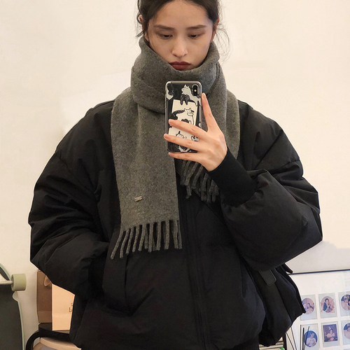 秋冬流苏羊毛围巾女百搭流苏围脖