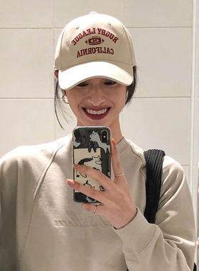 美式复古字母棒球帽子女春夏季韩版百搭显脸小防晒鸭舌帽男ins潮