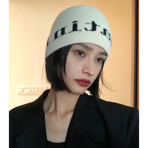 毛线针织帽女秋冬百搭包头冷帽子