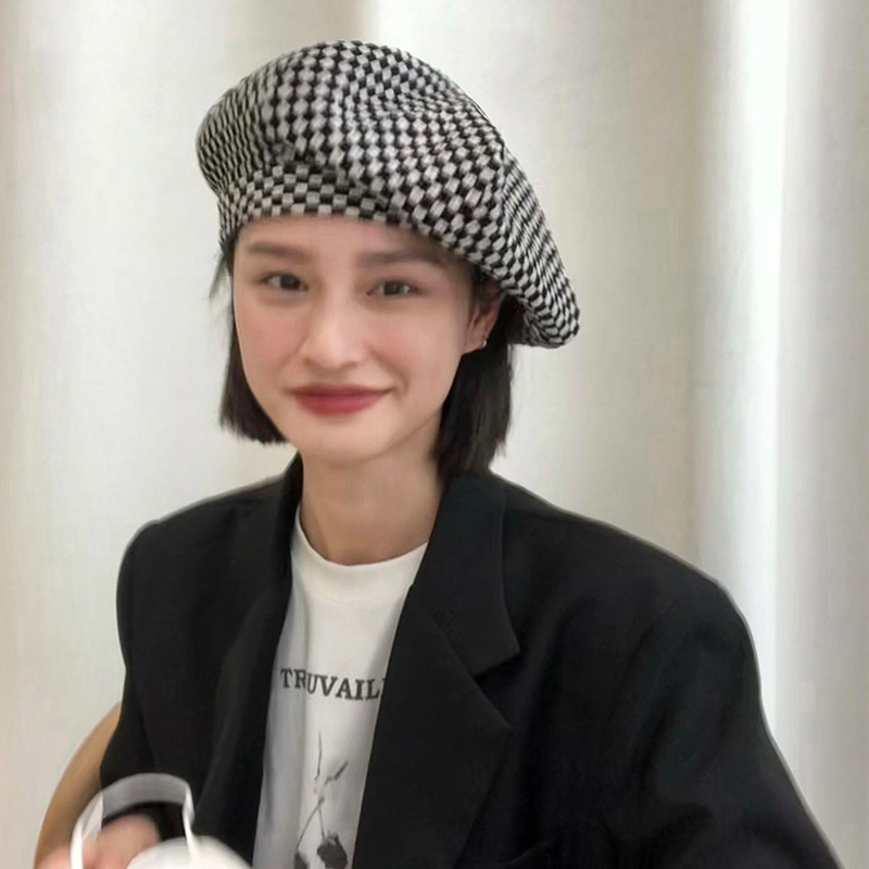 网红复古春秋季云朵ins贝雷帽子
