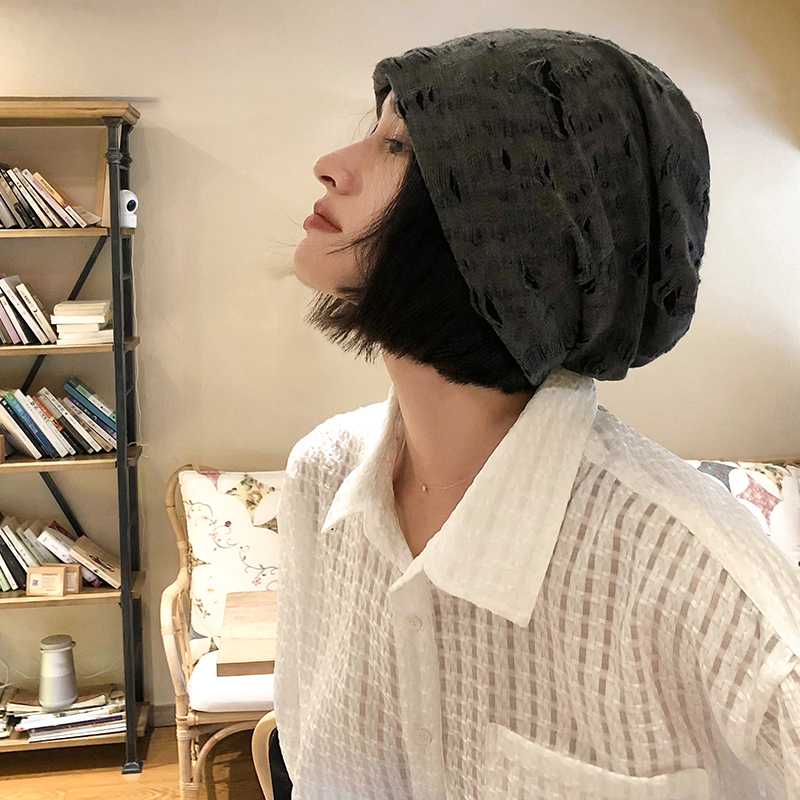 割破堆堆帽子春秋季ins潮酷包头