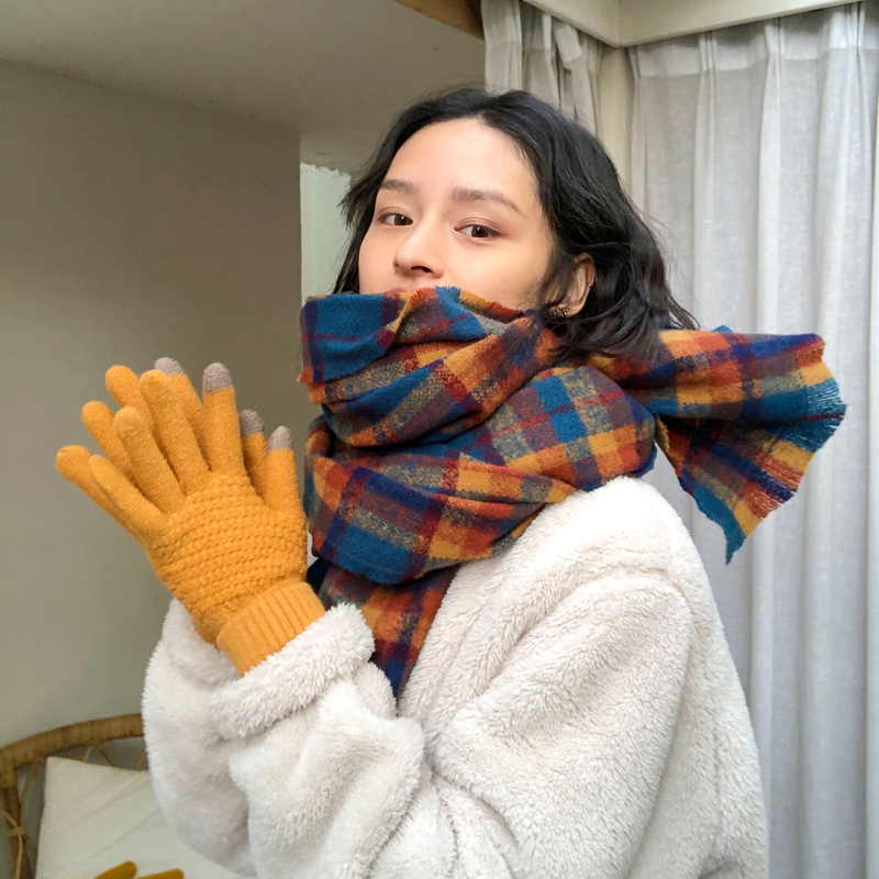 复古英伦格子仿羊绒围巾女秋冬季韩版加厚保暖长款披肩百搭围脖男