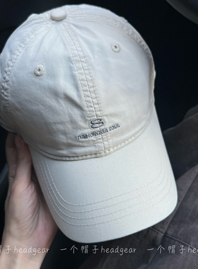 美式简约刺绣小字母水洗棉棒球帽子男女复古百搭街头弯檐鸭舌帽潮