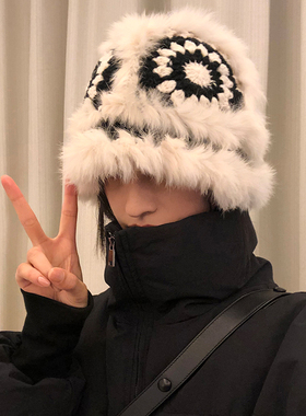 秋冬醒狮渔夫帽女百搭虎头毛线帽
