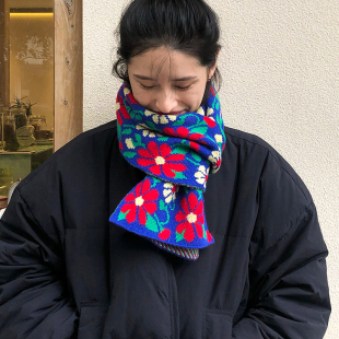 可爱少女~针织围巾女秋冬季韩版百搭保暖ins日系学生仿羊绒小围脖