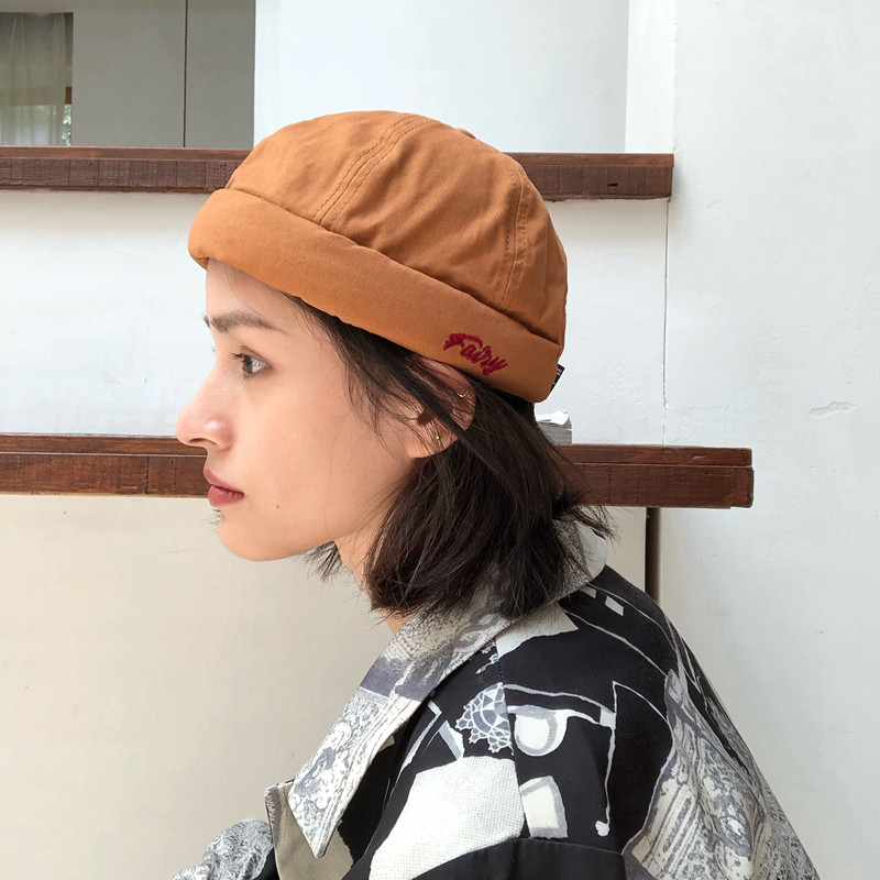 潮的纯棉街头帽子男女韩版瓜皮帽
