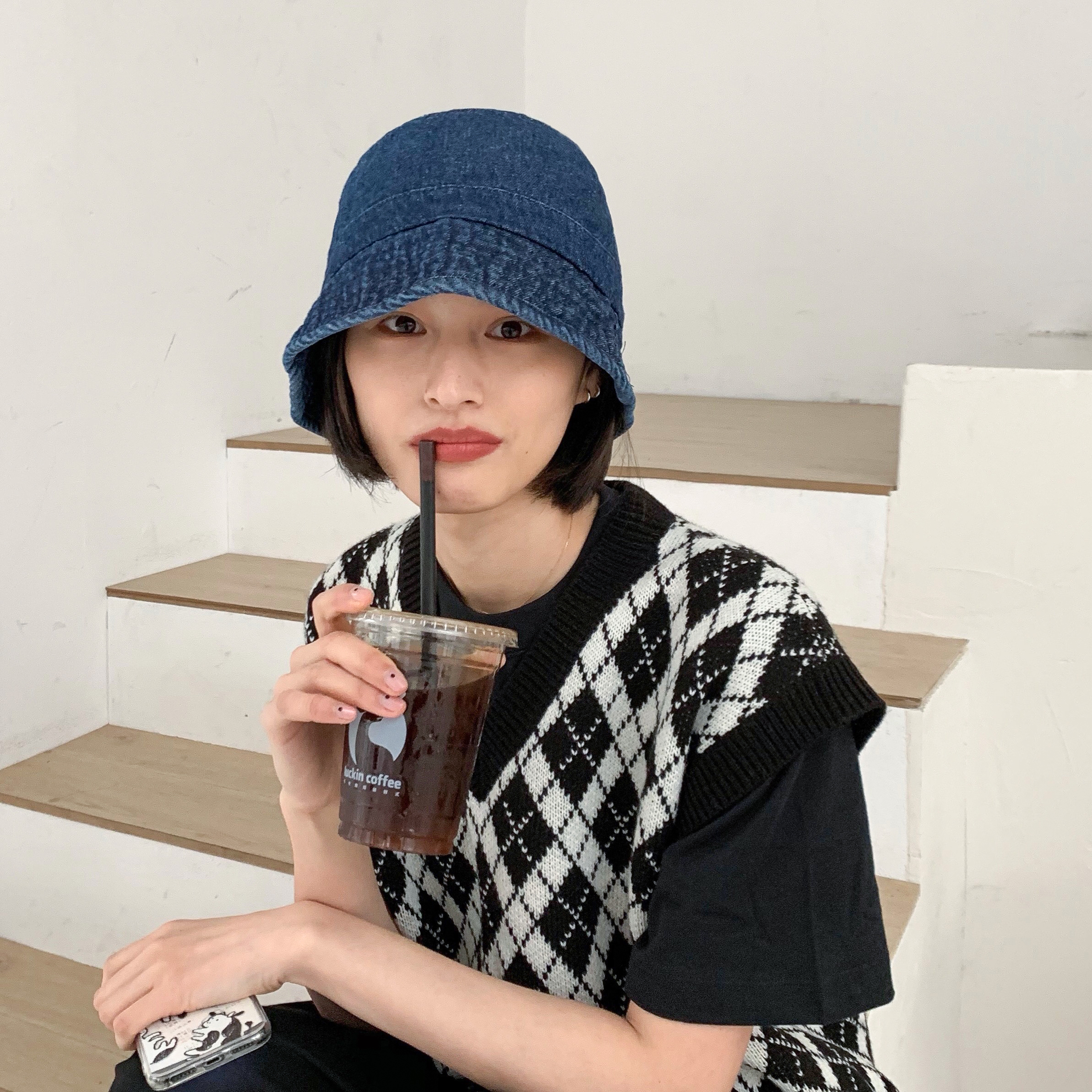 网红款牛仔ins风夏季遮脸盆帽子