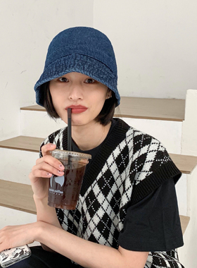 网红款日系牛仔渔夫帽女休闲百搭ins风韩版潮夏季遮脸水桶盆帽子
