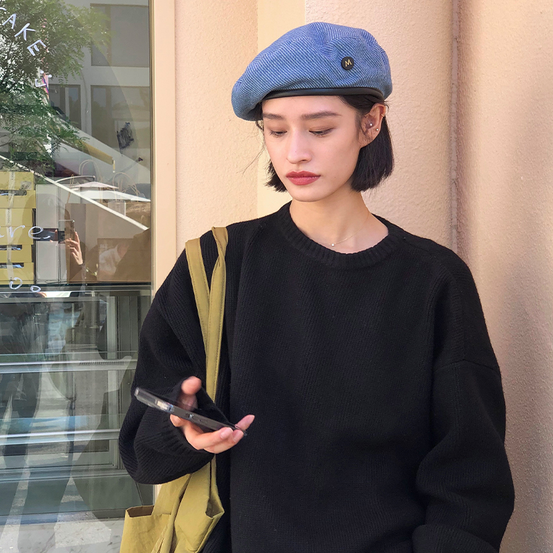 贝雷帽女百搭秋冬八角画家帽子