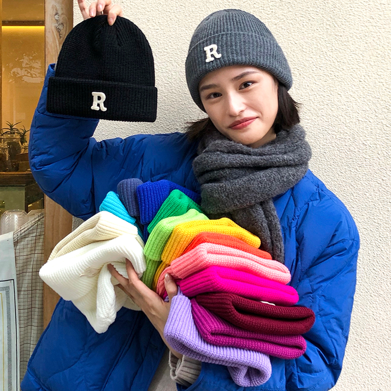 ins字母秋冬季日系休闲毛线帽子