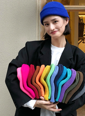 不会过时的纯色毛线帽~韩版百搭针织帽子男女秋冬季保暖瓜皮冷帽