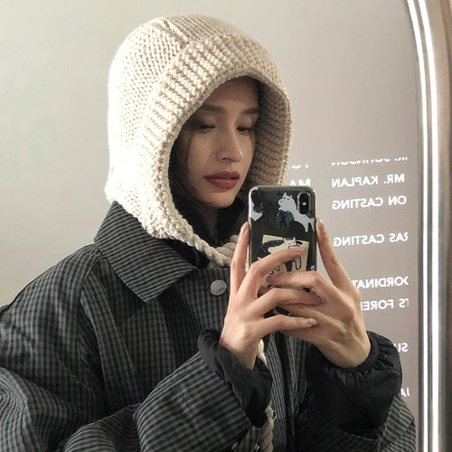 针织帽女百搭秋冬雷锋帽毛线帽子