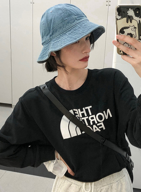 超韩系~水洗牛仔渔夫帽子女春夏季显脸小百搭遮脸防晒遮阳盆帽男