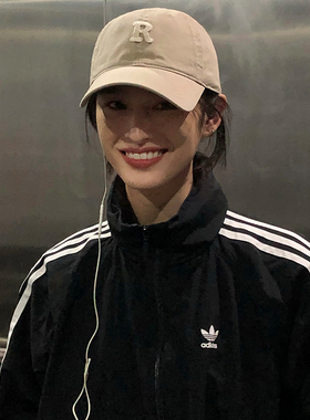 韩版R标字母棒球帽子女春夏季大头围显脸小百搭防晒遮阳鸭舌帽男