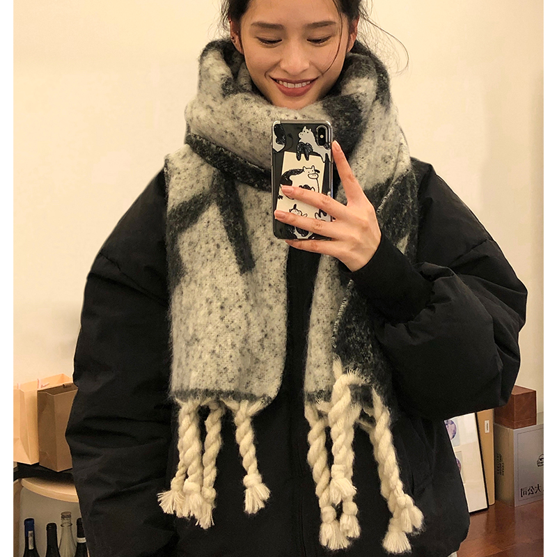 一秒沦陷~双面高级感马海毛围巾女秋冬季加厚大披肩百搭保暖围脖