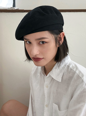 韩版秋冬季贝雷帽子女黑色时尚ins日系复古八角帽网红款画家帽潮