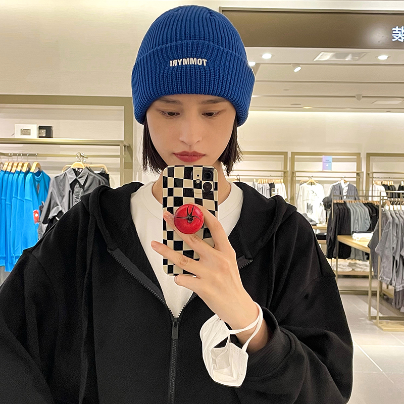 情侣字母毛线帽子ins百搭针织