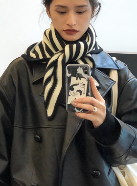 多样风格~韩版ins简约条纹围巾女秋冬季百搭复古保暖披肩学生围脖