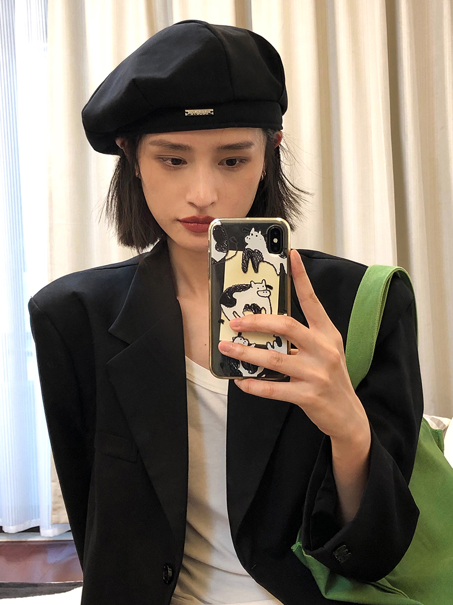 秋冬季贝雷帽子女百搭画家帽