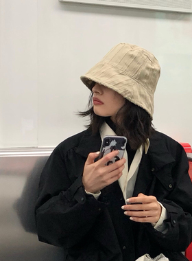 气质小姐姐~渔夫帽女春夏遮脸休闲韩版百搭水桶帽遮阳防晒帽子潮