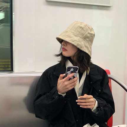 气质小姐姐~渔夫帽女春夏遮脸休闲韩版百搭水桶帽遮阳防晒帽子潮