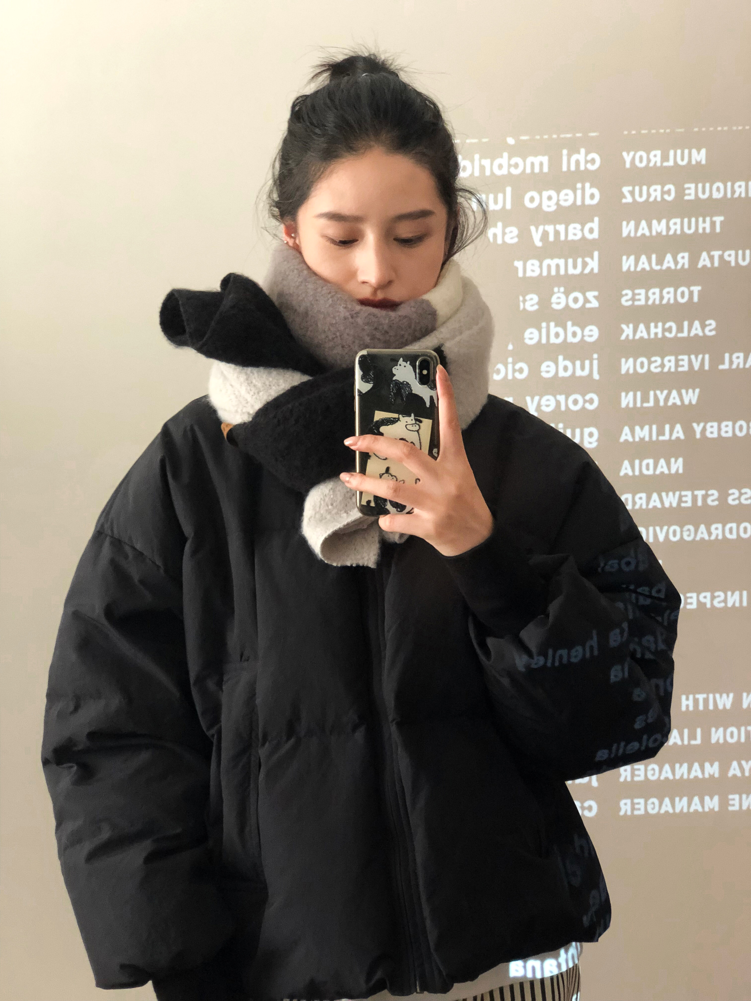 秋冬季拼色韩版女加厚