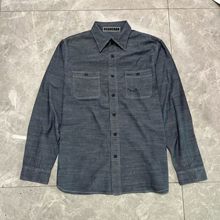 双R牛仔长袖衬衫男士韩版宽松水洗外套薄款夹克春秋季休闲衬衫