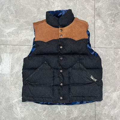 破锣男士羽绒马甲厚实休闲百搭双面穿拼接外穿羽绒坎肩马甲背心