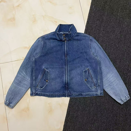 破锣女装小标立领水洗做旧牛仔夹克外套单宁丹宁denim