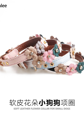 立体花朵可爱猫咪小狗狗项圈宠物牵引脖圈外出幼犬约克夏宠物装饰