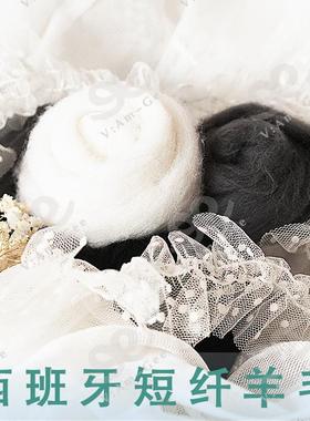 Am-Ge西班牙短纤黑白灰色系羊毛条羊毛毡戳戳乐工具手工diy材料5g