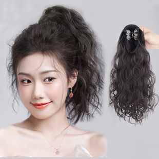 茉迪假发马尾明星气质蓬松自然马尾超短梨花抓夹少量短卷发仿真发