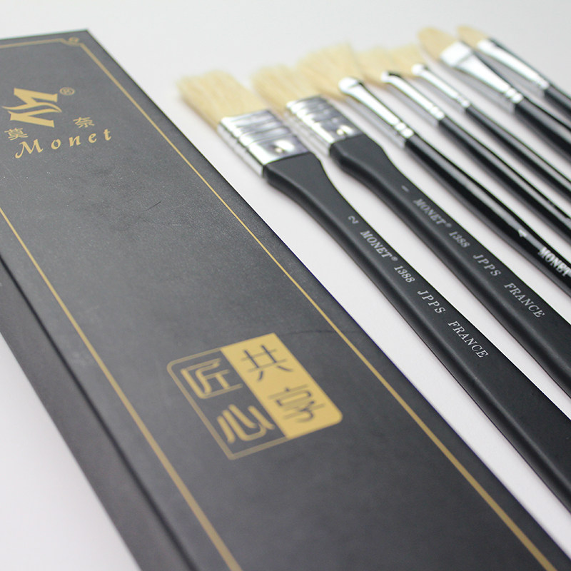 monet/莫奈猪鬃扇形 狼毫勾线 油画板刷 10支 油画笔 丙烯 水粉 