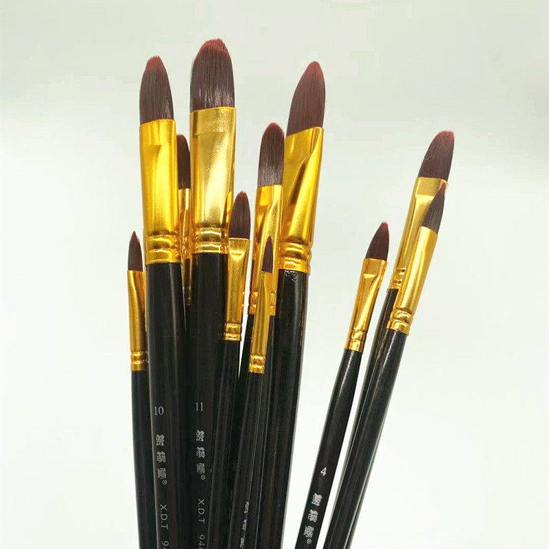 榭得堂946尼龙毛长杆水粉画笔套装丙烯颜料油画笔水彩笔艺考画笔