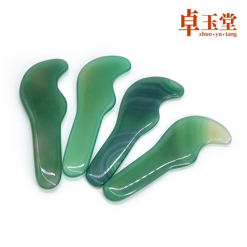 绿玛瑙玉石脸部刮痧板面部美容板刮脸板面板身体淋巴瘦腿耳周眼部
