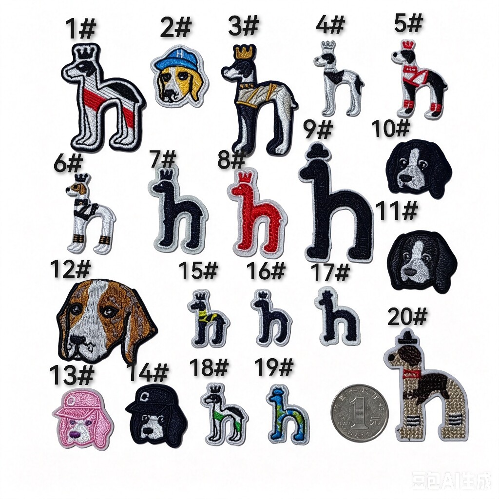 熨烫/手缝布贴补丁衣服裤子羽绒刺绣贴布装饰破洞时尚徽章logo狗