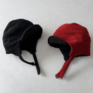 TAAK日本新款飞行帽双面戴加绒雷锋帽子女冬天显脸小保暖护耳帽男