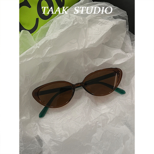 韩国潮牌猫眼墨镜女夏季 ins辣妹遮阳眼镜街拍撞色太阳镜 2025新款