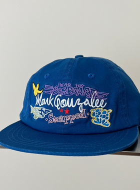 TAAK韩国IG宝蓝色平檐帽棒球帽子女夏季百搭字母刺绣显脸小鸭舌帽