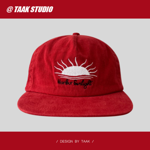 复古太阳刺绣软顶嘻哈鸭舌帽