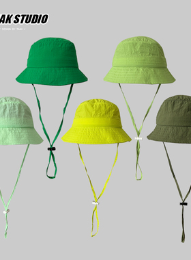 绿色系~轻薄渔夫帽子女夏天日系百搭ins薄荷绿户外防晒遮阳帽盆帽