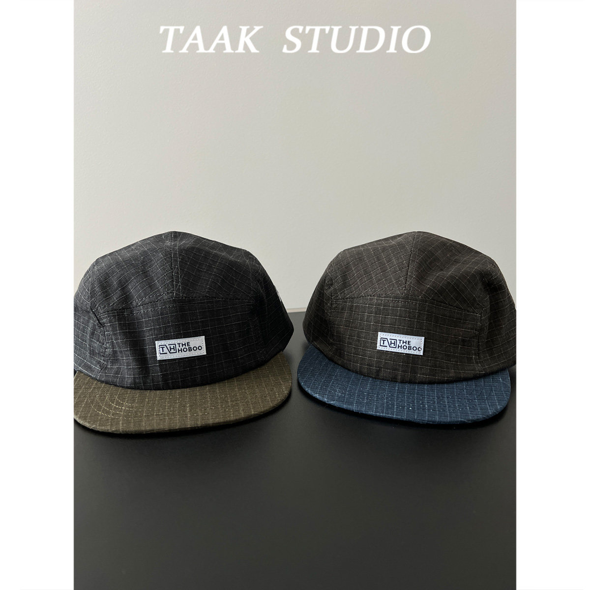 日系拼接复古五片帽短檐棒球帽子女春夏天百搭街头短沿鸭舌帽男潮