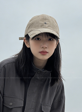 TAAK早春新款韩国小众潮牌复古刺绣字母鸭舌帽子女显脸小棒球帽男