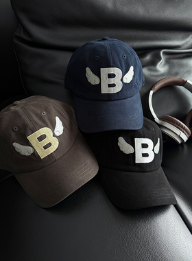 TAAK韩国IG翅膀B字母刺绣鸭舌帽子女春夏季潮牌新款显脸小棒球帽