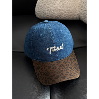 韩国豹纹刺绣字母帽鸭舌帽