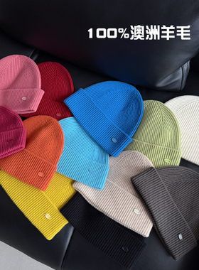 TAAK出口原单100%绵羊毛帽子女秋冬季高品质保暖显脸小冷帽针织帽
