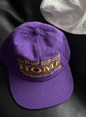 TAAK韩国IG新款紫色字母刺绣平檐帽鸭舌帽子女春夏百搭平沿棒球帽